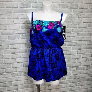 Vintage 80s 90s Gabar Womens 16 Bright Colorful Floral‎ Swim Top Tankini NEW NOS